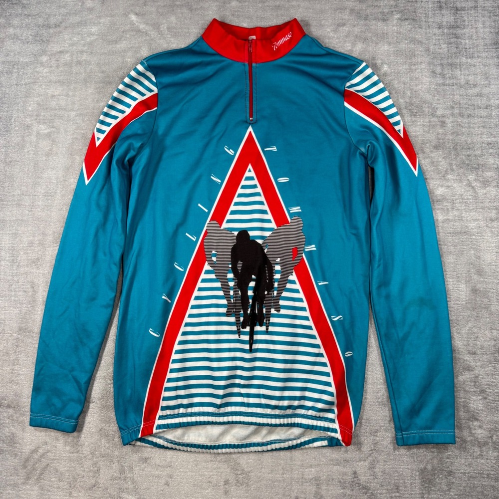 Tommaso Cycling Jersey Mens 5 Blue Red Vintage 80s Long Sleeve Made in Italy